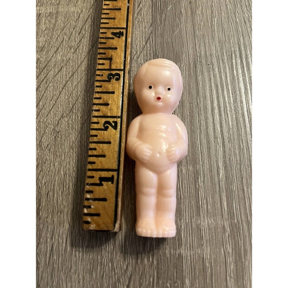 Vintage Plastic Celluloid Baby Doll 3” Tall Standing Toy Painted Eyes Mouth - Picture 5 of 6
